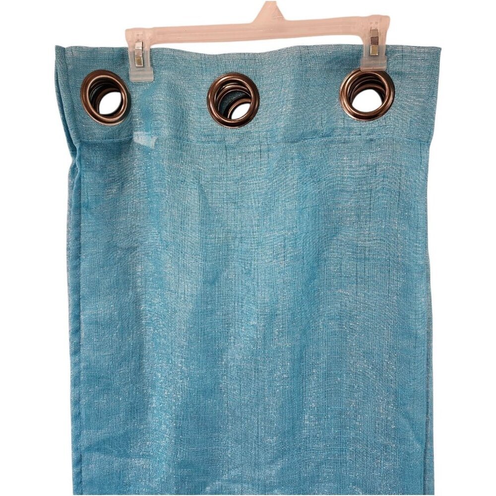 Teal Blue & Silver Metallic Shimmer Grommet Top‎ (3) 36" X 84" Panels  NWOT